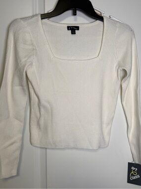 Girl's Art Class Long Sleeve Square Neck White Sweater L (10/12) Retail $20